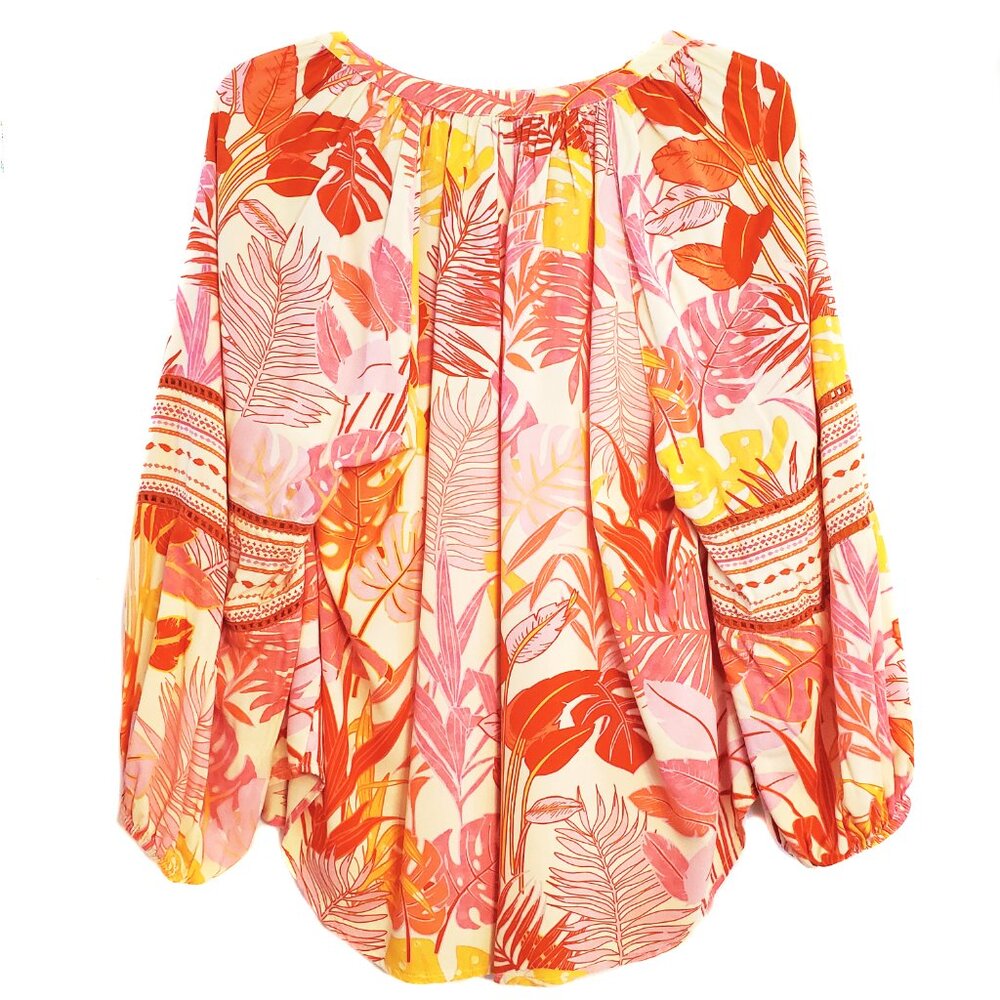Haute Hippie Tropical Embroidered Popover Top - Picture 2 of 6